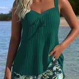 Lena | Zweiteiliger gestreifter Tankini mit Strandshorts