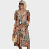 Leontýna – Midi-Kleid mit V-Ausschnitt