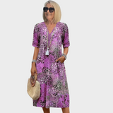 Leontýna – Midi-Kleid mit V-Ausschnitt