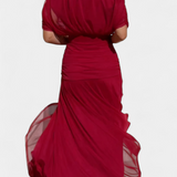 Magda - Langes florales Kleid mit V-Ausschnitt